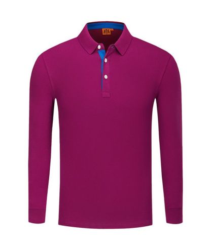 Men's Casual Long Sleeve Solid Color Polo Shirt-DUMLP05811