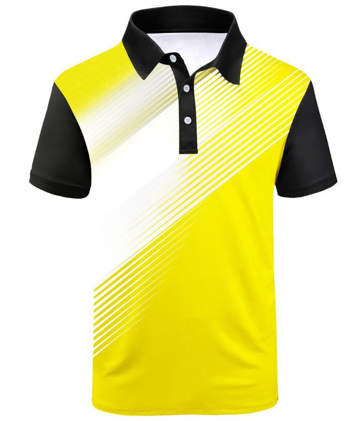 BeWater Men's Dri Fit Print Short Sleeve Golf Polo Shirt-APOH700045