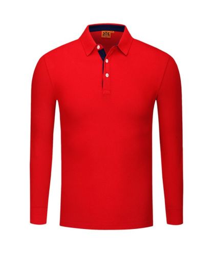 Men's Casual Long Sleeve Solid Color Polo Shirt-DUMLP05811