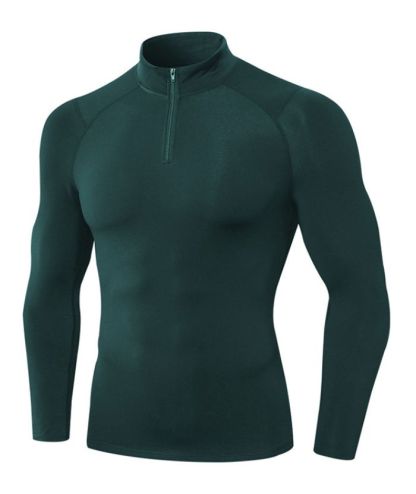 Men's Quarter Zip Plus Velvet Sports Running Compression T-Shirt-DUMLS05945