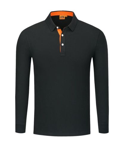 Men's Casual Long Sleeve Solid Color Polo Shirt-DUMLP05811