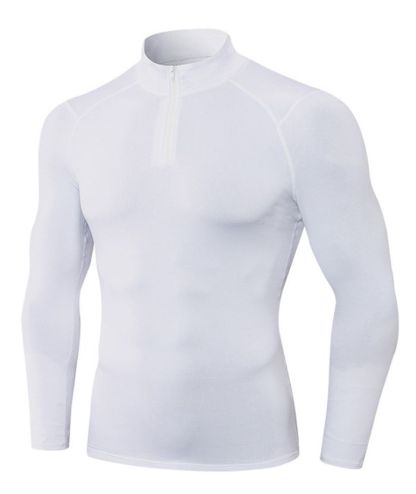Men's Quarter Zip Plus Velvet Sports Running Compression T-Shirt-DUMLS05945