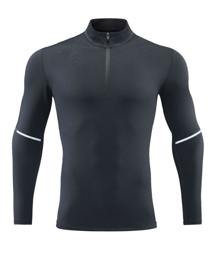 Men's Stand Collar Dri Fit Running Sports Compression T-Shirts-DUMLS05947