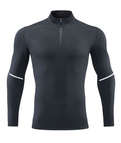 Men's Stand Collar Dri Fit Running Sports Compression T-Shirts-DUMLS05947