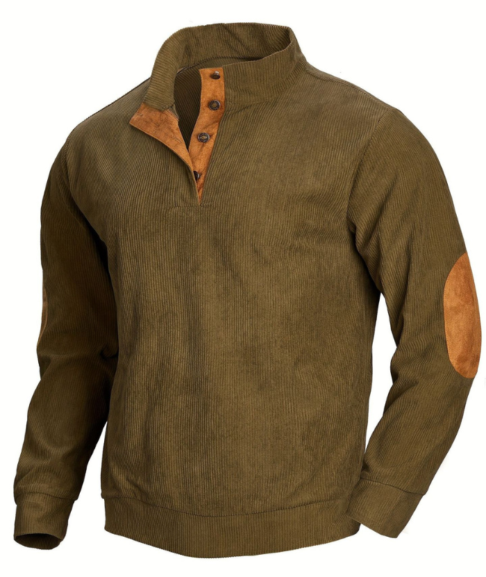 ZITY Men's Stand Collar Button Up Waffle Sweatshirt-DUMFH04609 | Zitysports