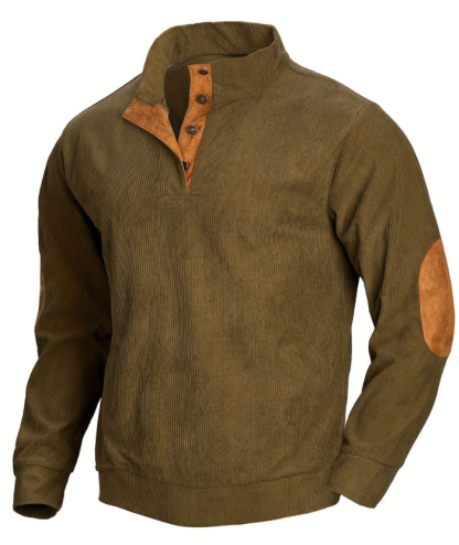 ZITY Men's Stand Collar Button Up Waffle Sweatshirt-DUMFH04609 | Zitysports
