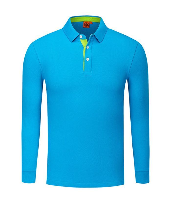 Men's Casual Long Sleeve Solid Color Polo Shirt-DUMLP05811