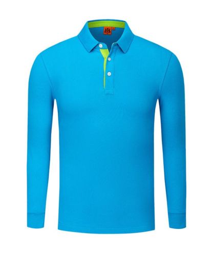 Men's Casual Long Sleeve Solid Color Polo Shirt-DUMLP05811