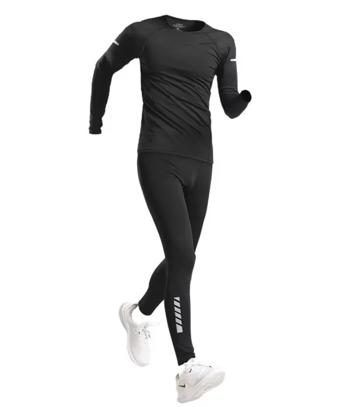 ZITY Men's Dri Fit Sports Shirt Tight Pant 2 Piece Compression Set-DUMTR05982