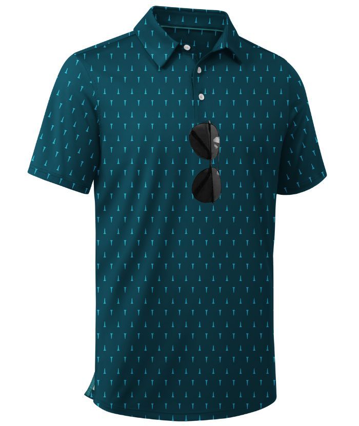 ZITY Men's Button Up Dri Fit Printed Polo Shirt-CUMPO05527