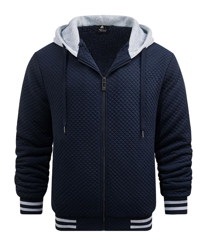 Men's Lattice Textured Fleece Hoodie Jacket | Zitysports