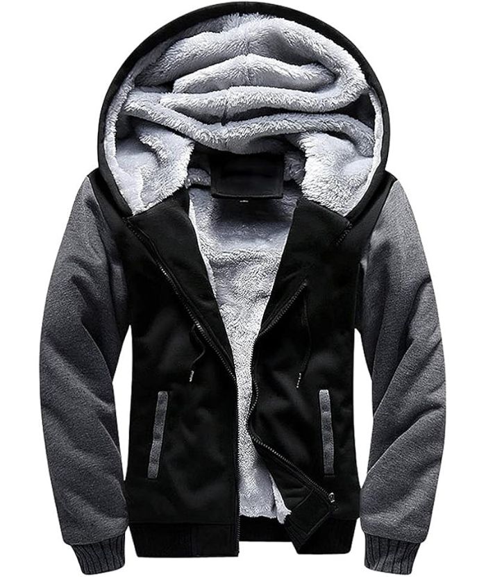 ZITY Men's Long Sleeve Zip Up Fleece Hoodie-AHDL800011