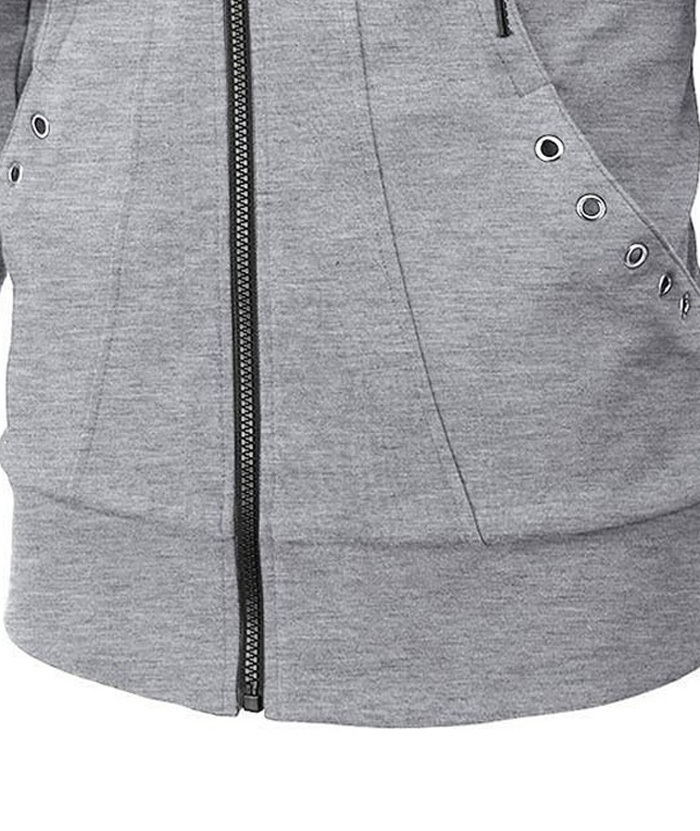 Men's Lightweight Long Sleeve Solid Color Full Zip Up Hoodie-DUMFH05025|Zitysports