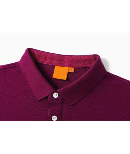 Men's Casual Long Sleeve Solid Color Polo Shirt-SD8988
