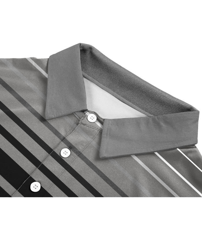 ZITY Men's Striped Color Block Dri Fit Polo Shirt-APOH700052