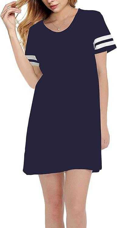 SECOOD Women’s Nightshirt Dresses Pyjamas Scoop Neck Short Sleeve Printed Sleep Shirt Nightgown