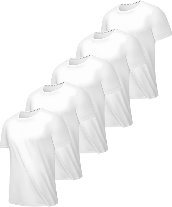 5 Pack Men's Round Neck Dry Fit Sports T-Shirt-DZUHE00183