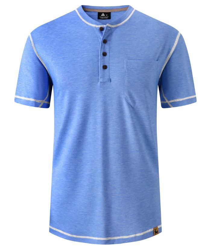 ZITY Men's Slim Fit Button Up Chest Pocket T-Shirt-CUMSS01983