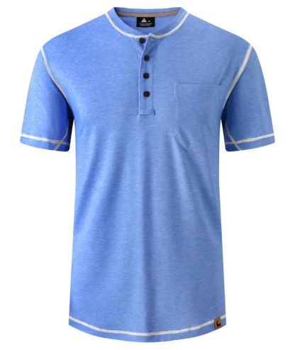ZITY Men's Slim Fit Button Up Chest Pocket T-Shirt-CUMSS01983