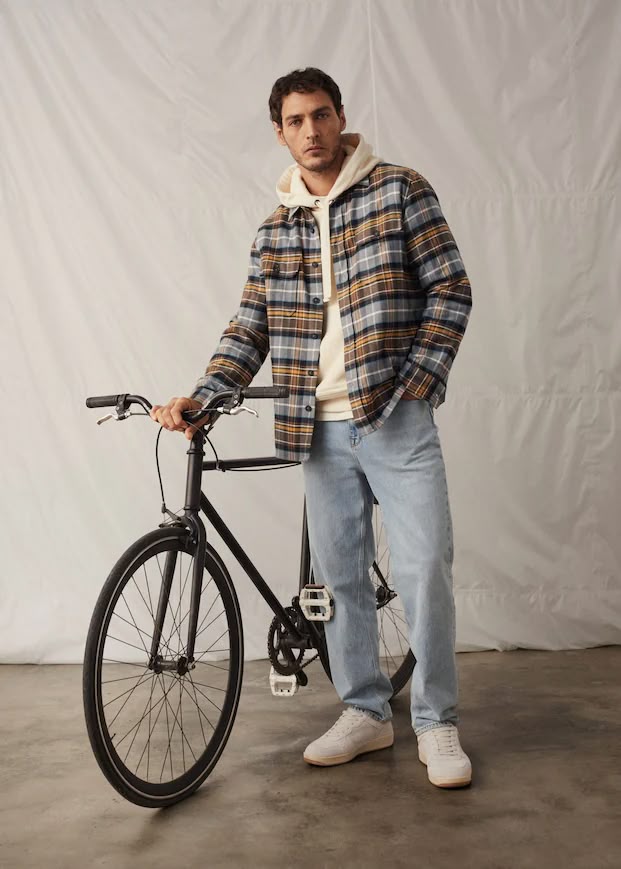 Pullover Hoodie with a Flannel Plaid Jacket