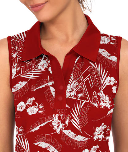 ZITY  Women's Sleeveless Slim Fit Printed Golf Polo Shirt-CUWBP02146