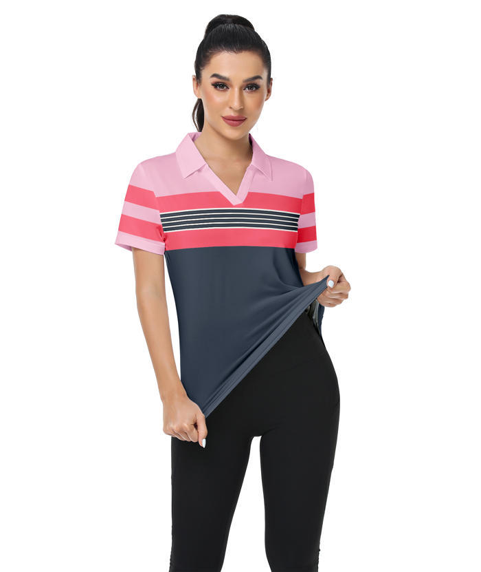 ZITY Women's Dri Fit Casual V Neck Golf Polo Shirt-CFWTX00037