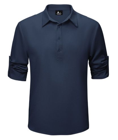 ZITY Men's Long Sleeve Button Up Polo Shirt-CUMLS01287