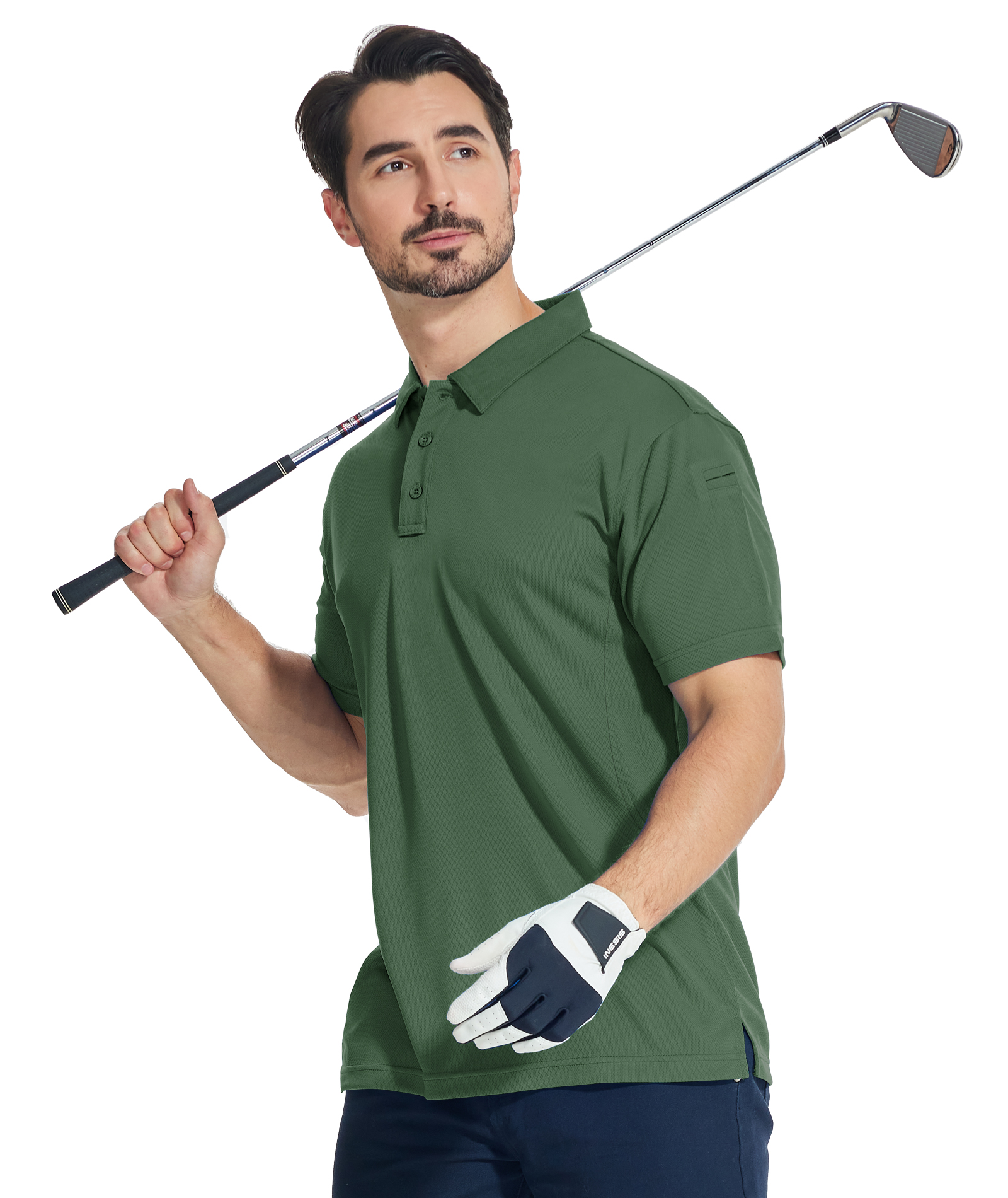ZITY Men's Slim Fit Button Up Golf Polo Shirt-CUMPO03930