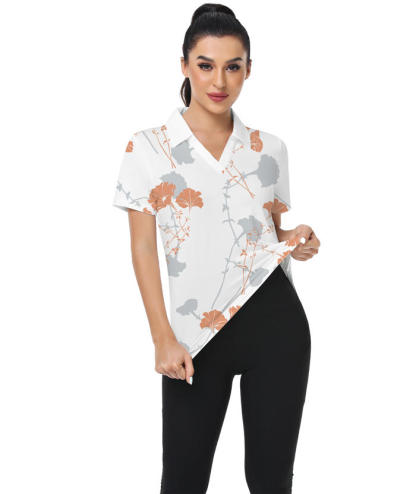 ZITY Women's Dri Fit Flower Print Golf Polo Shirt-CUWPO01347
