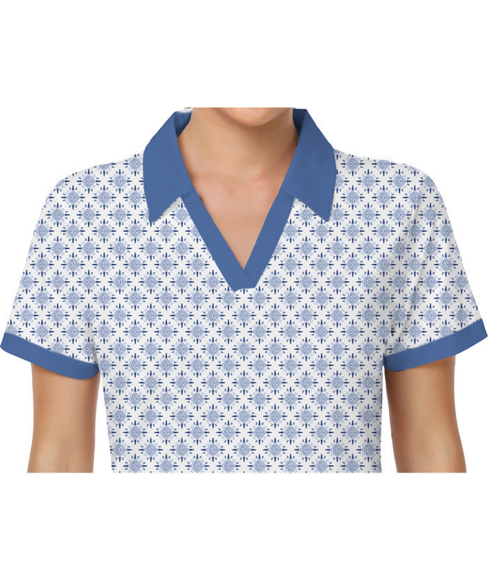 ZITY Women's Ethnic Pattern Slim Fit Golf Polo Shirt-CUWPO01353