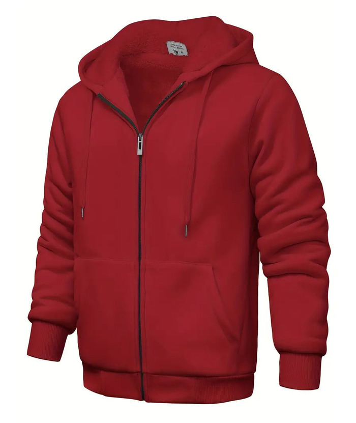 ZITY Men's Solid Hooded Jacket Thick Fleece Hoodie For Fall Winter-ZPK007270 | Zitysports