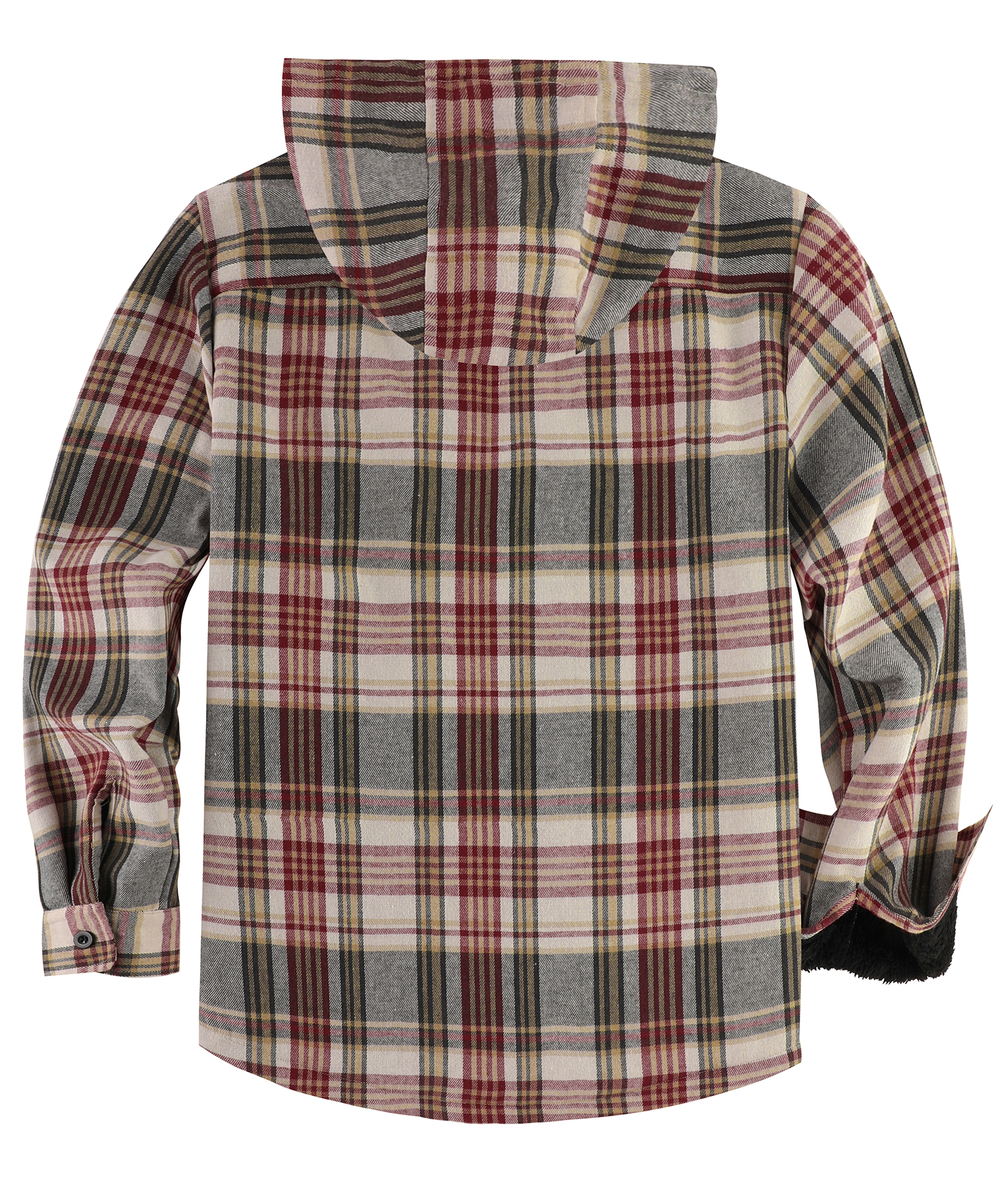 ZITY Men's Autumn Winter Plaid Thick Sherpa Line Hoodie-CUMJA05731