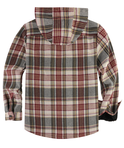 ZITY Men's Autumn Winter Plaid Thick Sherpa Line Hoodie-CUMJA05731