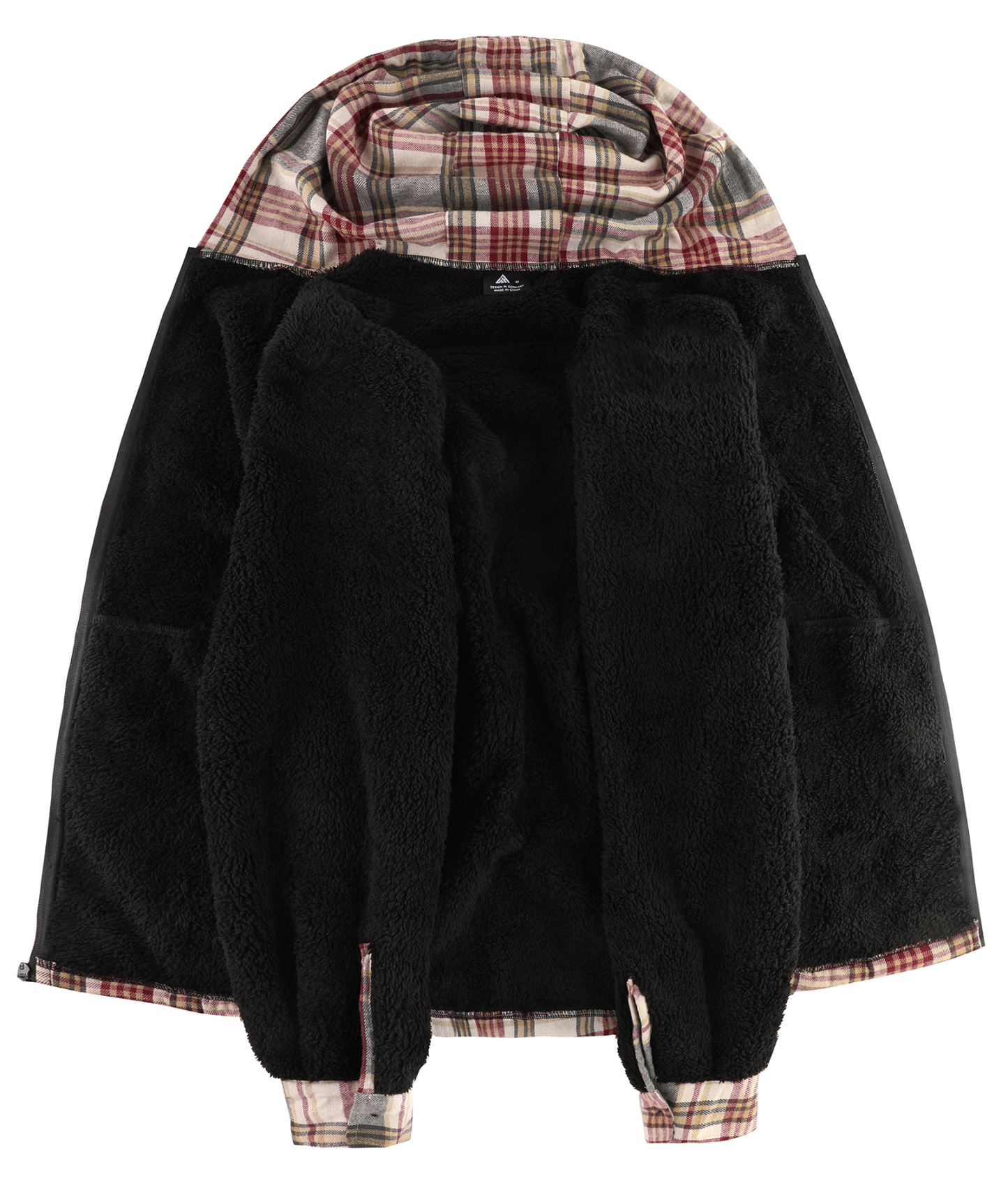 ZITY Men's Autumn Winter Plaid Thick Sherpa Line Hoodie-CUMJA05731