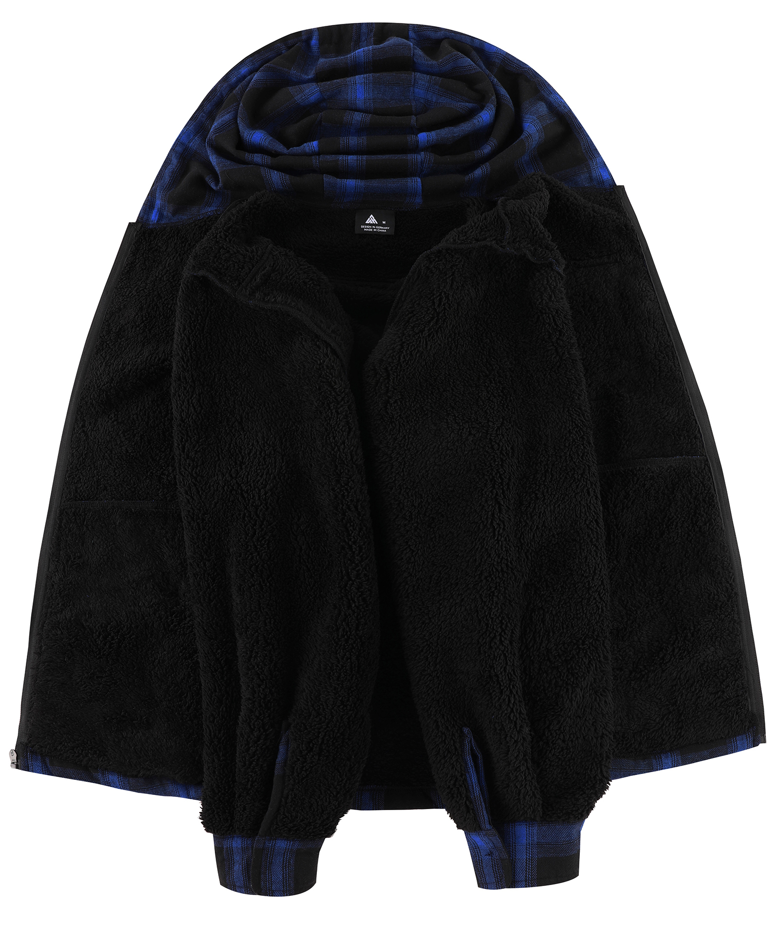 ZITY Men's Autumn Winter Plaid Thick Sherpa Line Hoodie-CUMJA05731