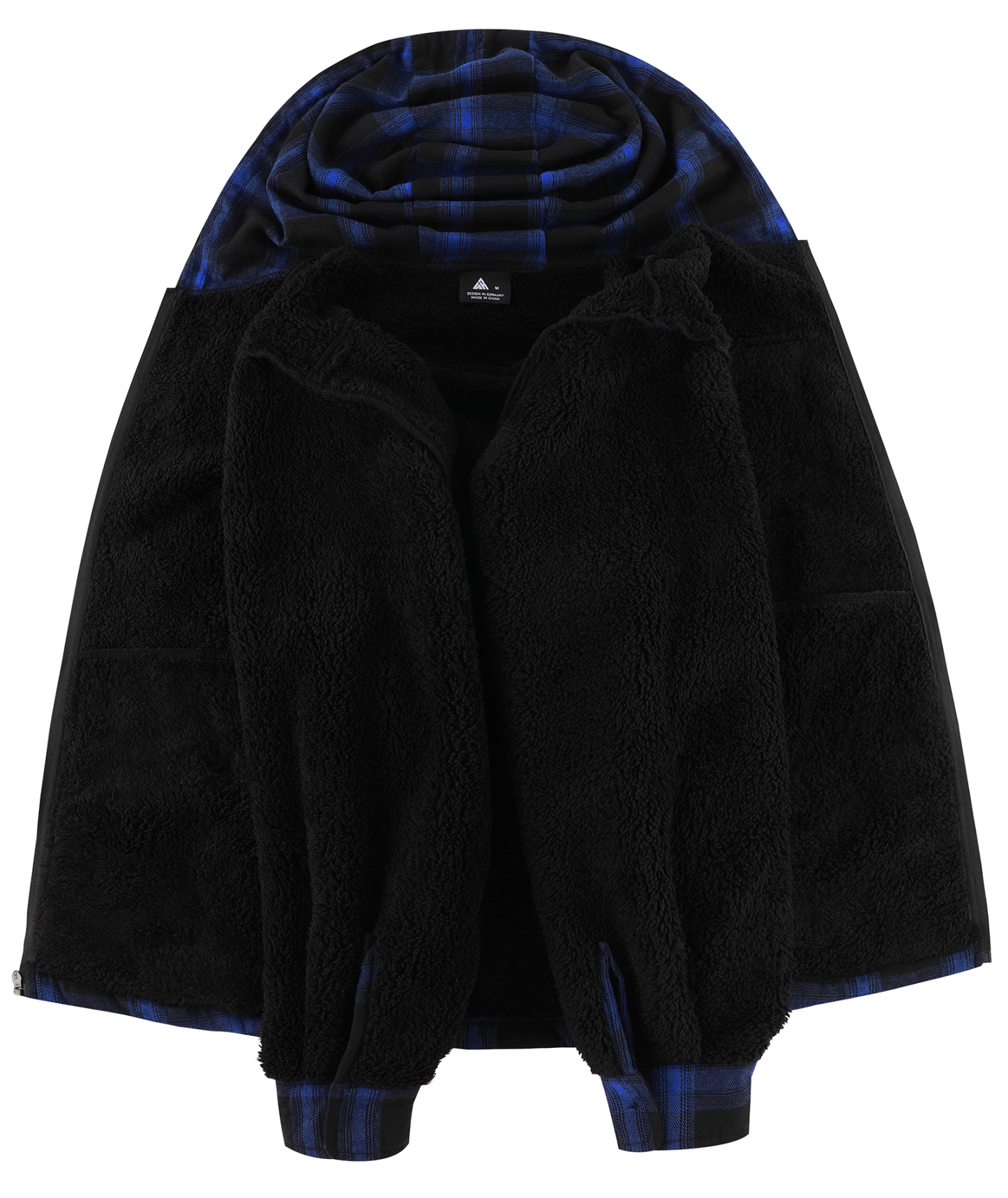 ZITY Men's Autumn Winter Plaid Thick Sherpa Line Hoodie-CUMJA05731