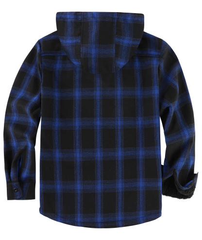 ZITY Men's Autumn Winter Plaid Thick Sherpa Line Hoodie-CUMJA05731