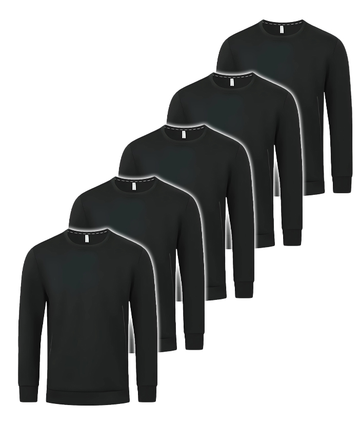 5 Pack Men's Athletic Fit Solid Color Long Sleeve T-Shirt-DZUHE00175