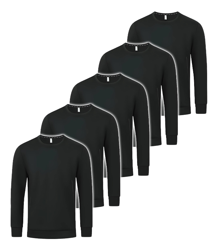 Men's Fit Solid Color Long Sleeve T-Shirt Pack of 5 | Zitysports