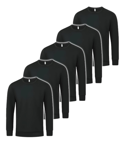 5 Pack Men's Athletic Fit Solid Color Long Sleeve T-Shirt-DZUHE00175