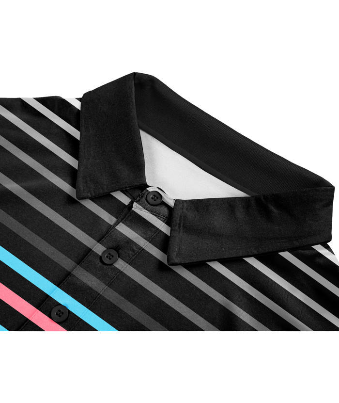 ZITY Men's Striped Color Block Dri Fit Polo Shirt-APOH700052