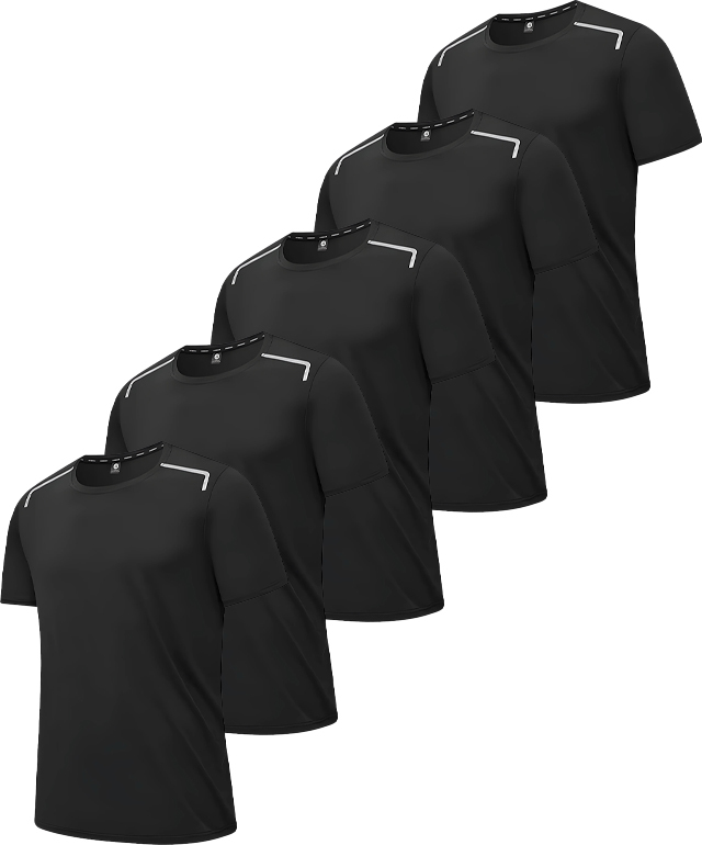 5 Pack Men's Crew Neck Dry Fit T-Shirt-DZUHE00182
