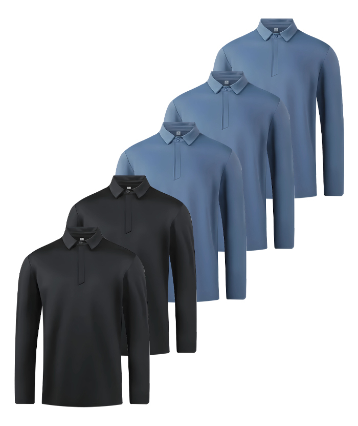 Wholesale Men's Casual Solid Color Long Sleeve Polo Shirt | Zitysports