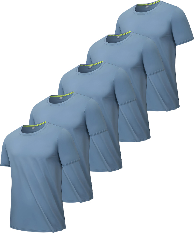 5 Pack Men's Round Neck Dry Fit Sports T-Shirt-DZUHE00183