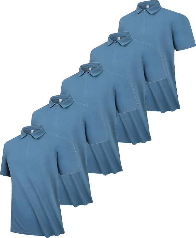 5 Pack Men's Button Up Workout Dry Fit Polo Shirt-DZUHE00186