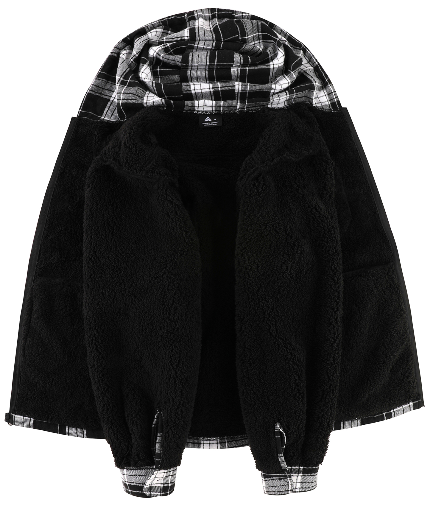 ZITY Men's Autumn Winter Plaid Thick Sherpa Line Hoodie-CUMJA05731