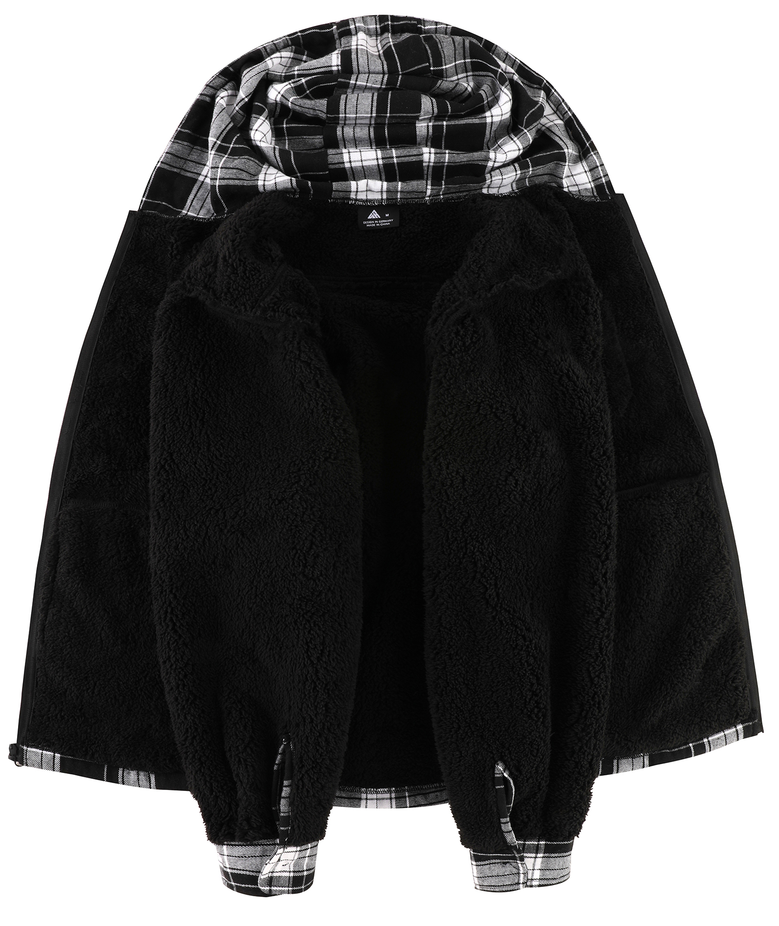 ZITY Men's Autumn Winter Plaid Thick Sherpa Line Hoodie-CUMJA05731