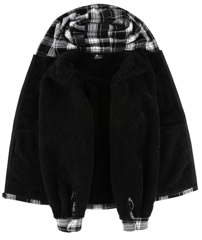 ZITY Men's Autumn Winter Plaid Thick Sherpa Line Hoodie-CUMJA05731