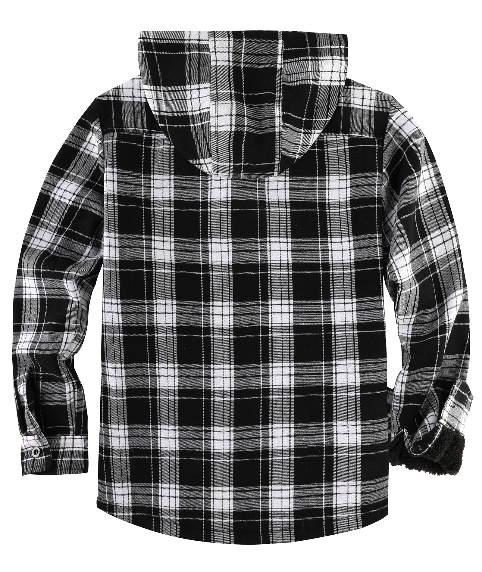 ZITY Men's Autumn Winter Plaid Thick Sherpa Line Hoodie-CUMJA05731