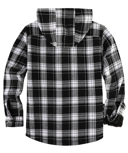 ZITY Men's Autumn Winter Plaid Thick Sherpa Line Hoodie-CUMJA05731